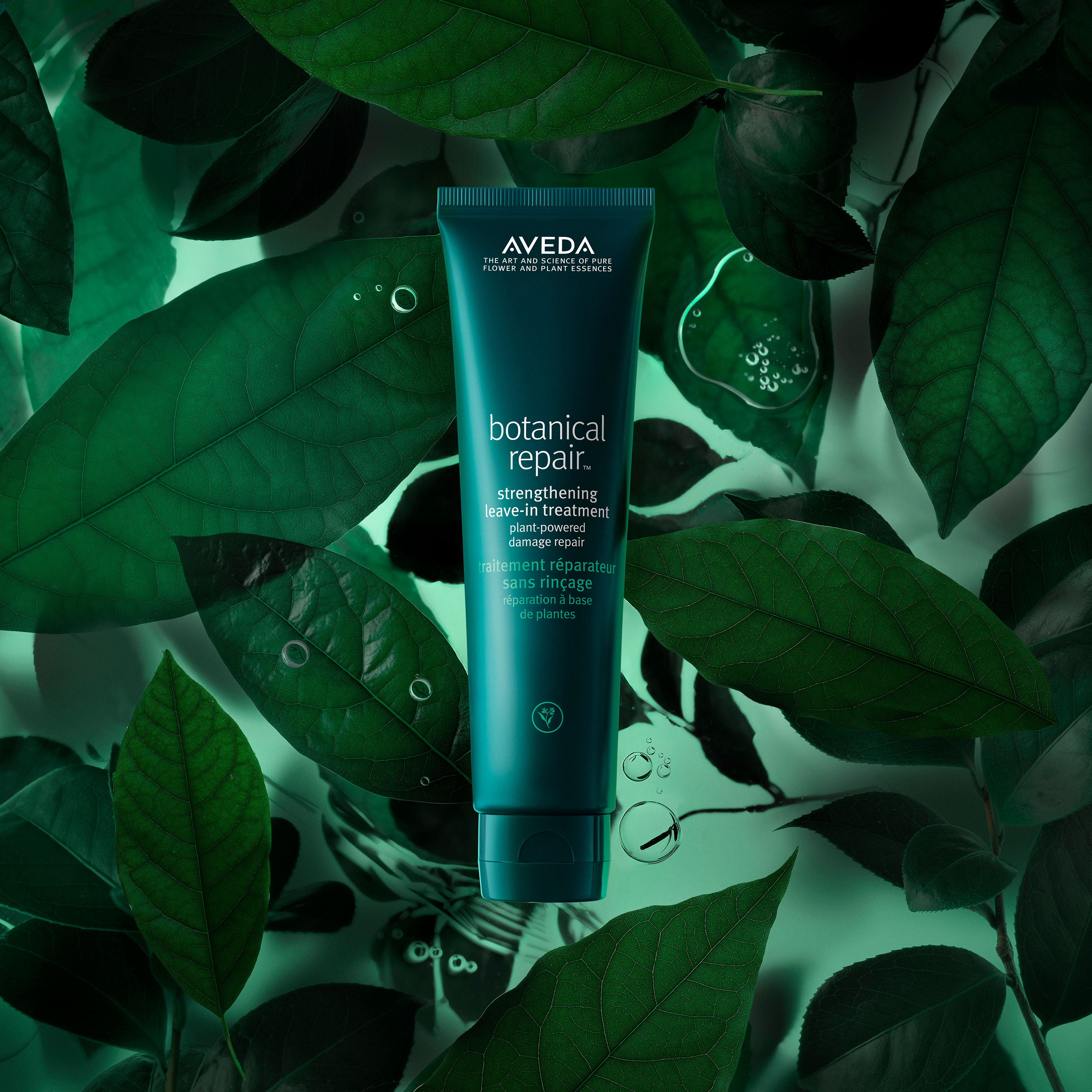 Aveda botanical repair leave-in treatment close up shot.