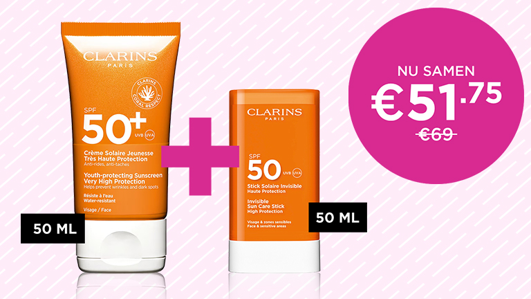 Combi Deal: Clarins Invisible Sun Care Stick SPF50 + Youth-protecting suncreen SPF50+