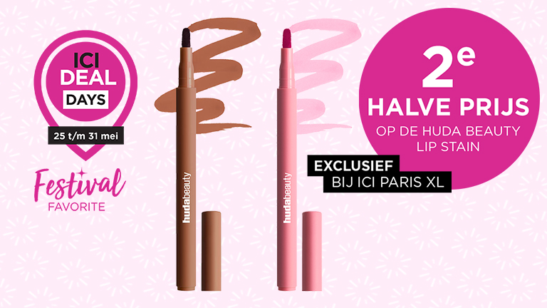 2e halve prijs op de Huda Beauty lip stain