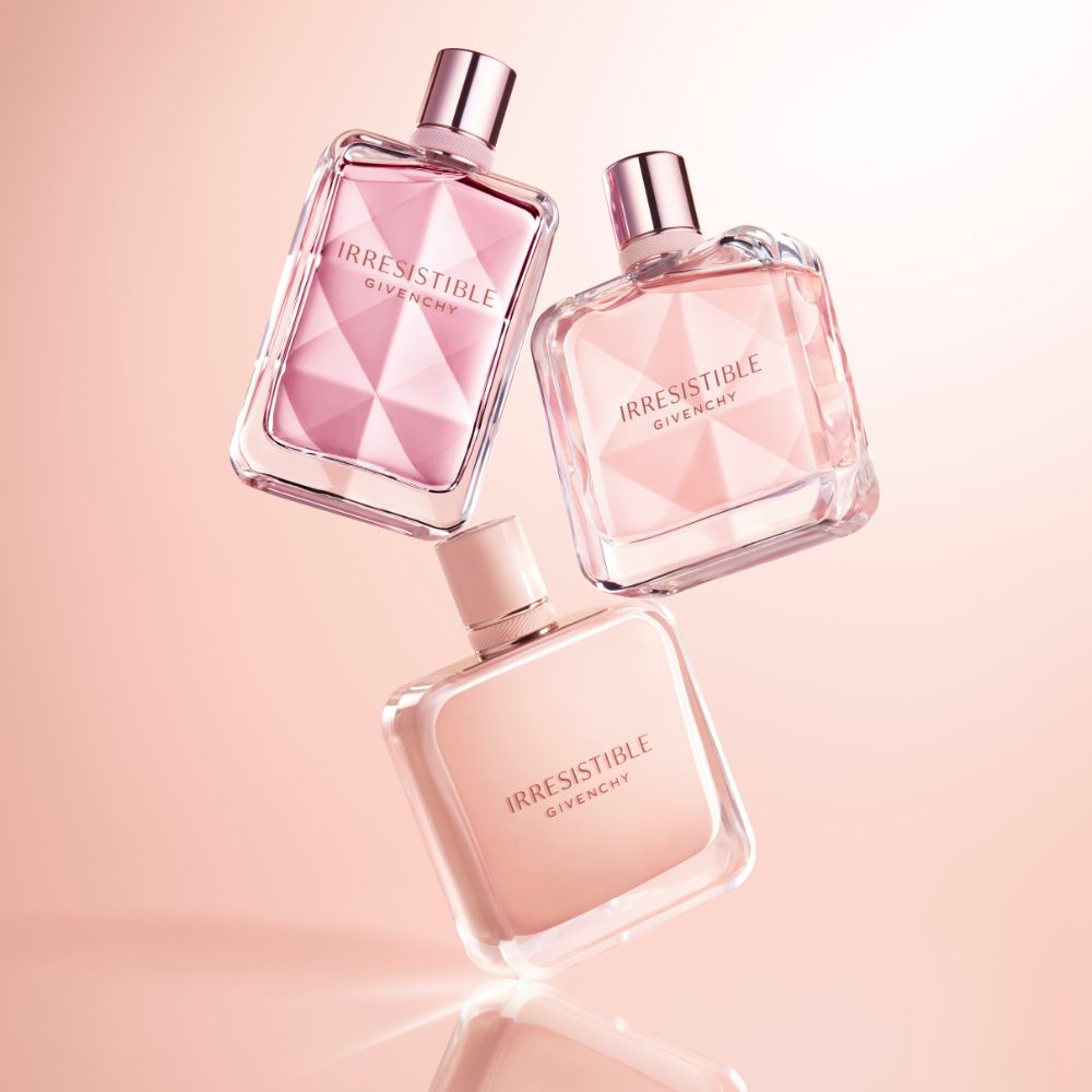 Het Irrésistible gamma van Givenchy : Irrésistible Eau de Parfum Very Floral, Irrésistible Eau de Parfum, Irrésistible Eau de Parfum Nude Velvet.