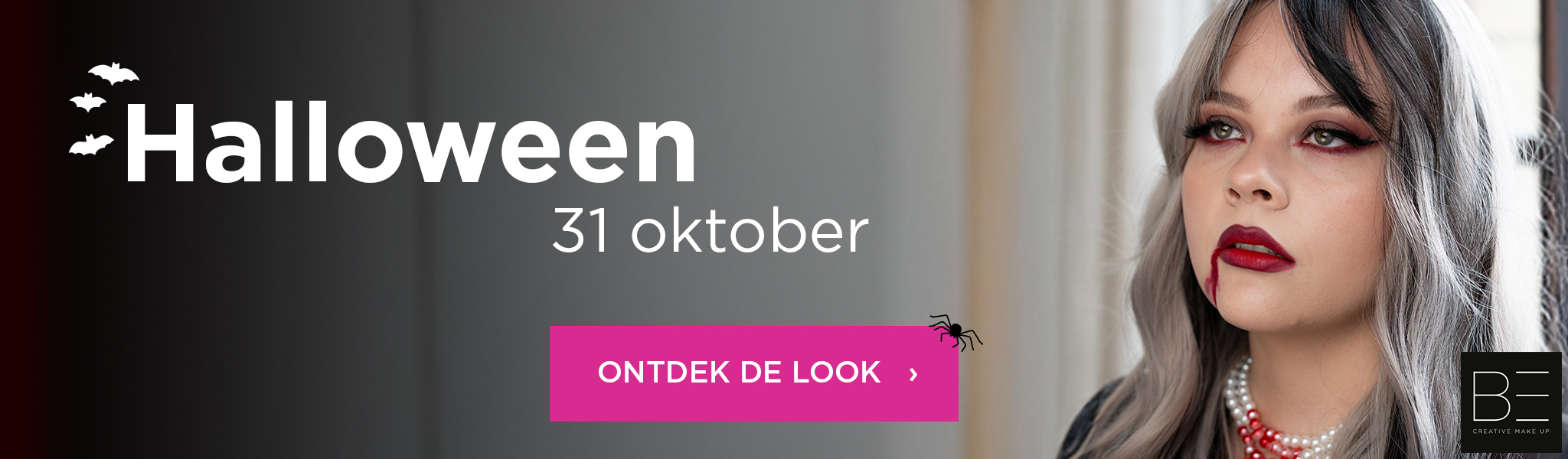 Vrouw met donkere make-up en rode lippen