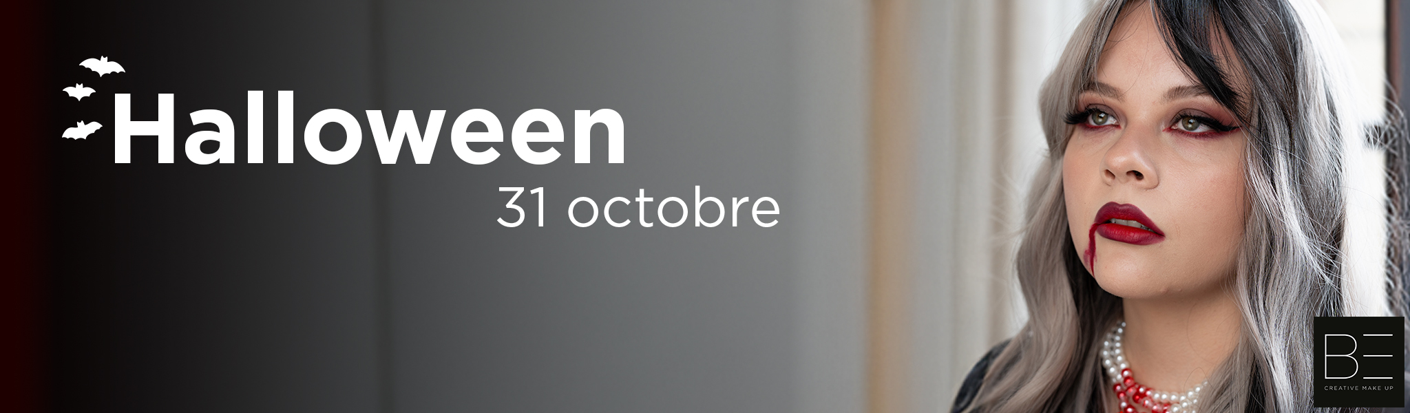 Femme avec du maquillage foncé et des lèvres rouges