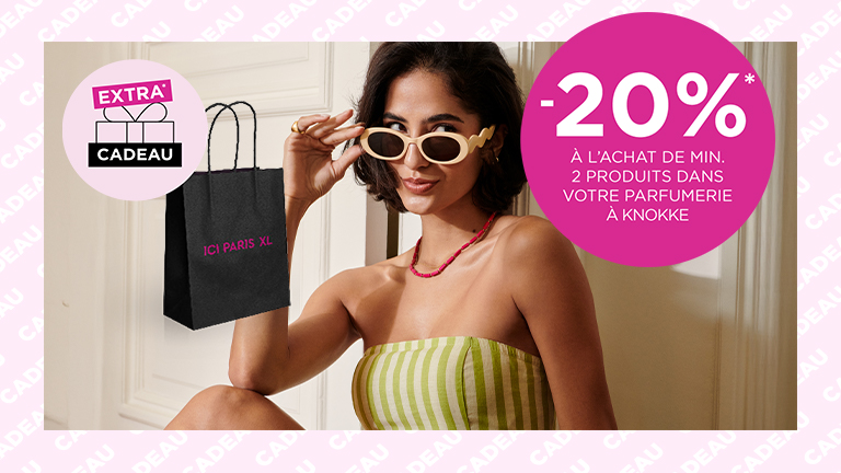 Profitez dès maintenant et jusqu'au 21/06/2025 de -20% à l'achat de 2 produits sur tout l'assortiment***, exclusivement dans votre parfumerie ICI PARIS XL à Knokke.**